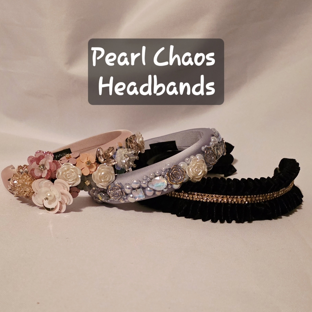 Handmade Pearl Chaos Satin Puffy Headbands - Pick One!